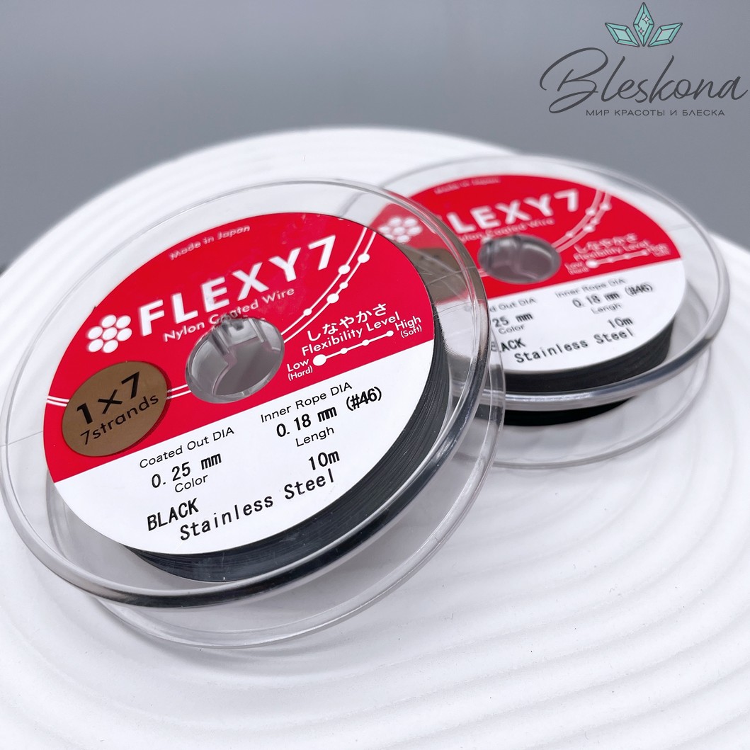Тросик ювелирный Flexy7 1*7 струн Черный 0,25мм 10м