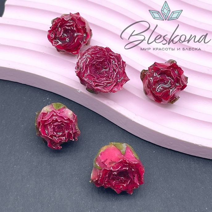 20-26 мм, Цвет серебро, Подвеска роза в эпоксидной смоле №1