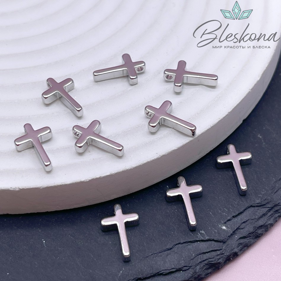 13*8,5 мм Цвет серебро, Подвеска Крест 