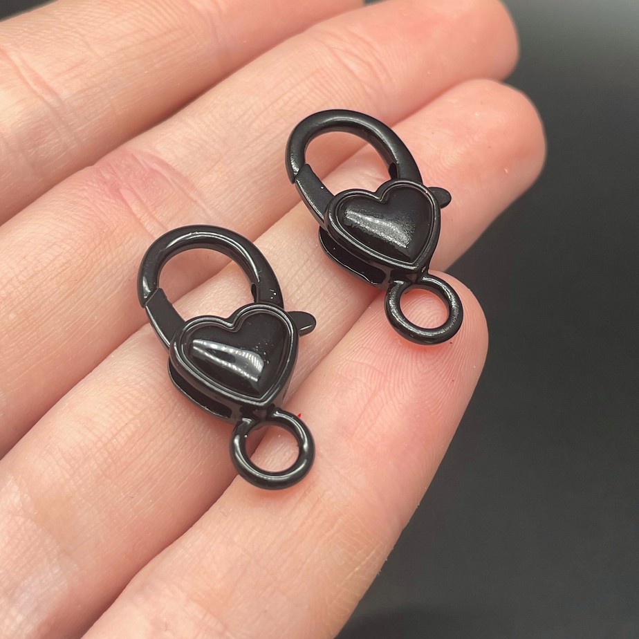12,5*26,5мм , Замок крупный сердце черная эмаль 