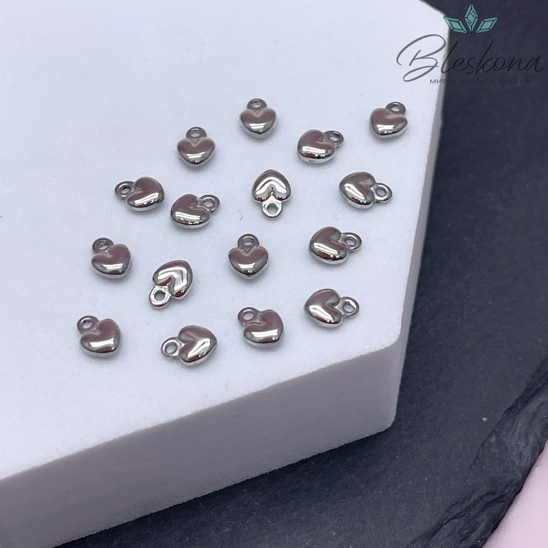 6*4 мм Цвет серебро, Подвеска Сердце