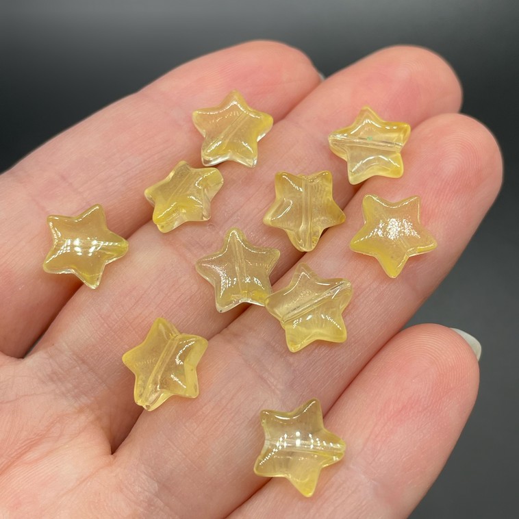 9,5 мм, Стекло звезда желтая уп.10 шт 