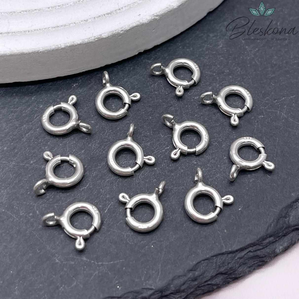 6 мм Замок шпрингель посеребрение 