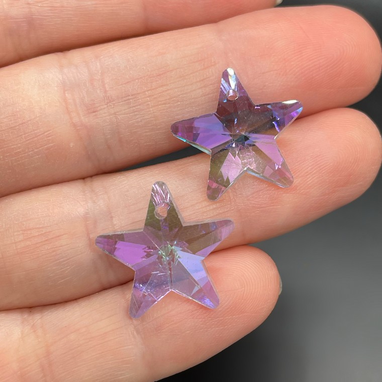 18 мм, Стекло Lux, Подвеска звезда , цвет фиолетово-зеленый