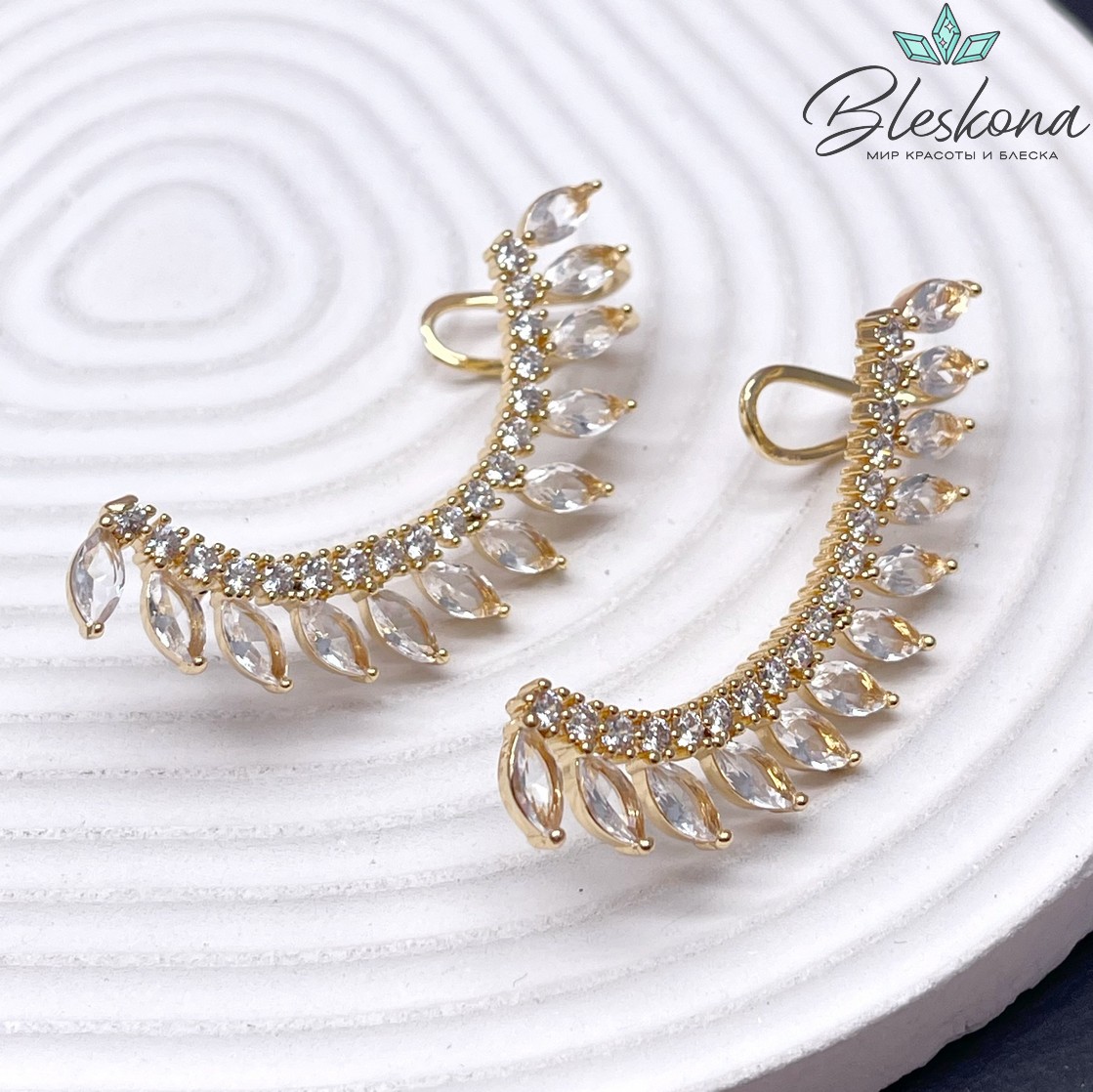 55*9,5 мм Цвет золото, Кафф цирконы