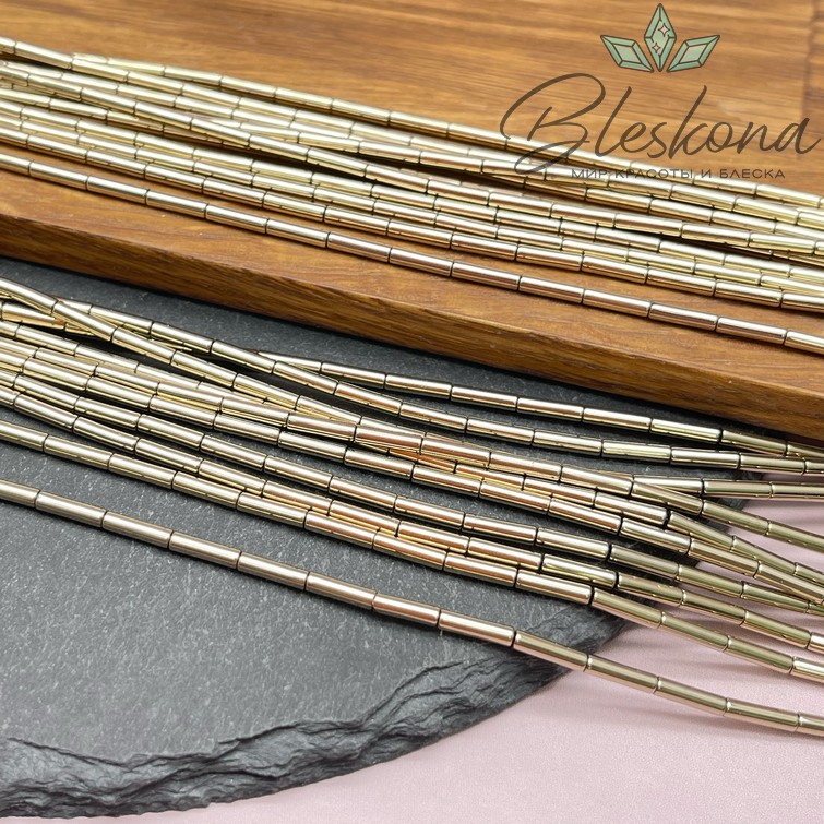 8*2 мм Гематин трубочки, цвет темное золото, имитация №1