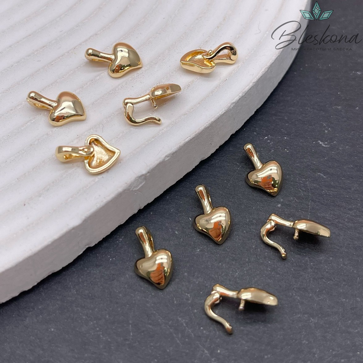 12*7,5 мм Цвет золото, Подвеска сердце с бейлом 