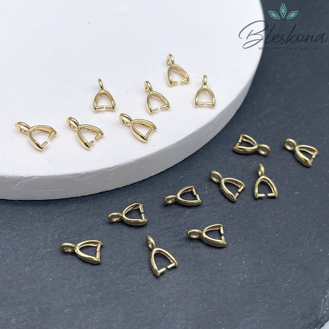 8*2 мм Цвет золото, Бейл Зажимной гладкий мини Люкс