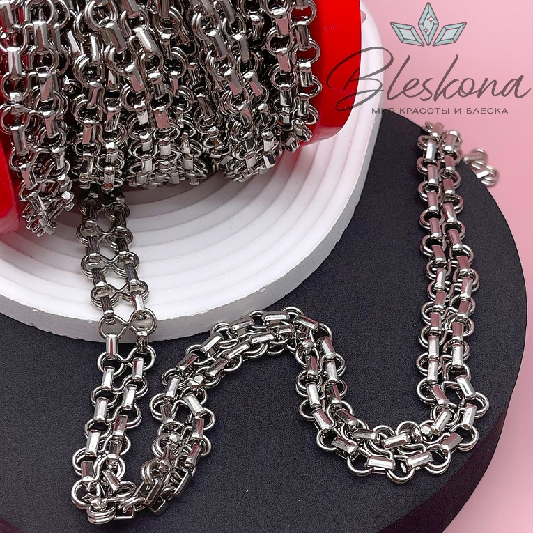 Цепь №99-2 цвет серебро 11*15 мм/7,5*9 мм