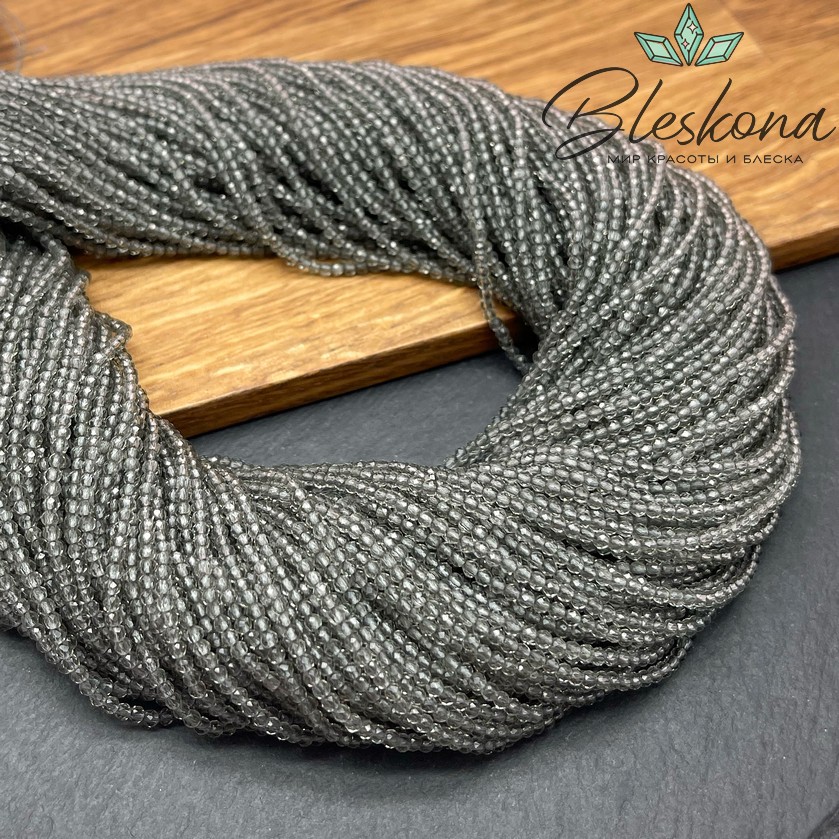 2 мм Бусины стекло серое алмазная огранка