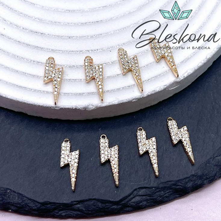 17,6*6 мм Цвет золото, Подвеска молния цирконы 