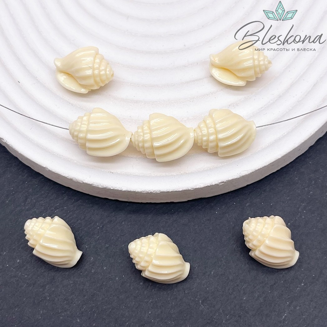 Бусина Ракушка бежевая 17*11 мм (имитация коралла)