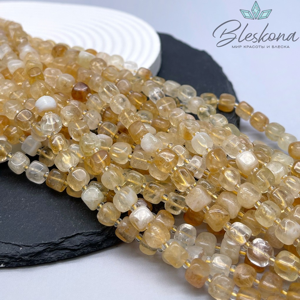 Цитрин куб фриформ 6,5-7 мм