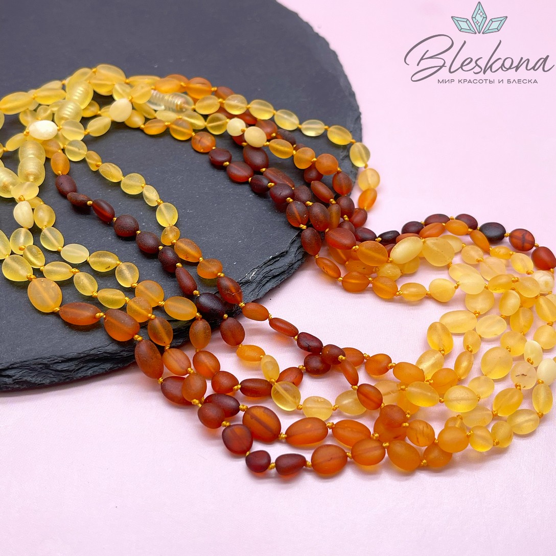 Янтарь микс матовый овал фриформ 5-6 мм