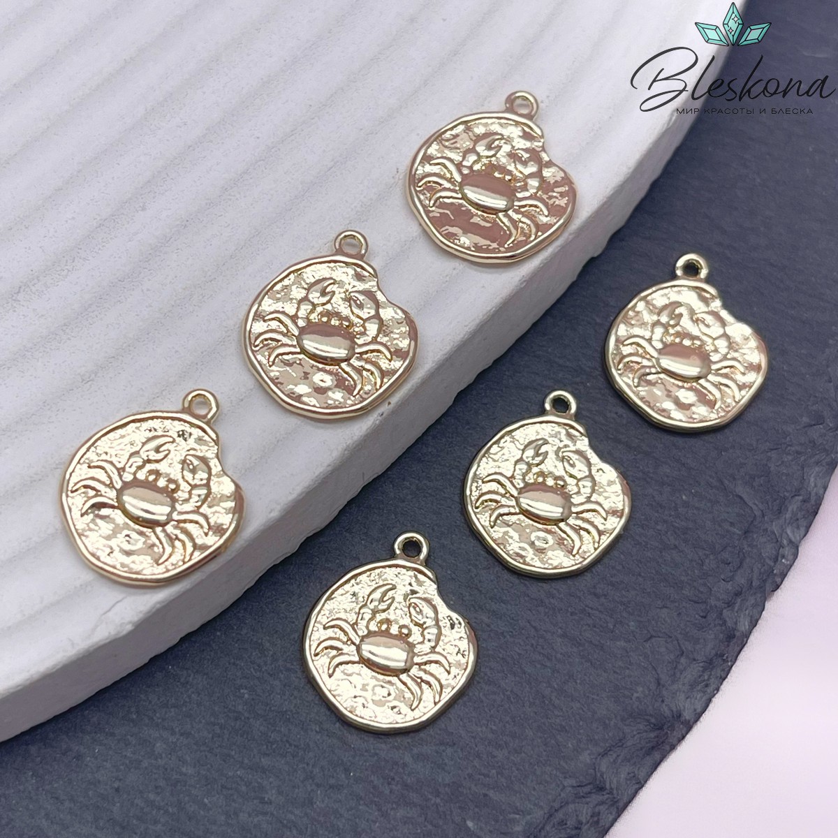 14 мм, цвет золото, Подвеска Рак Р16679