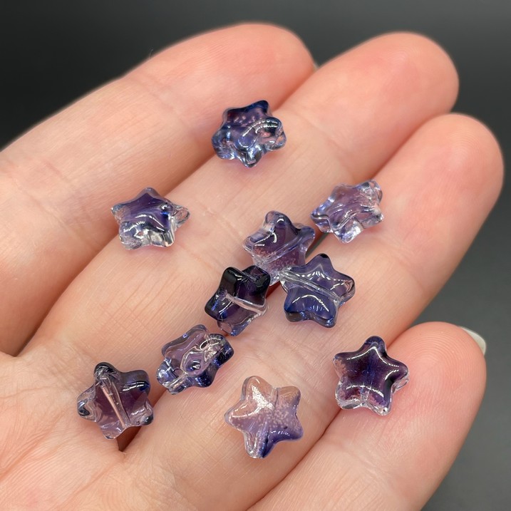 8 мм, Стекло звезда синяя уп.10 шт 