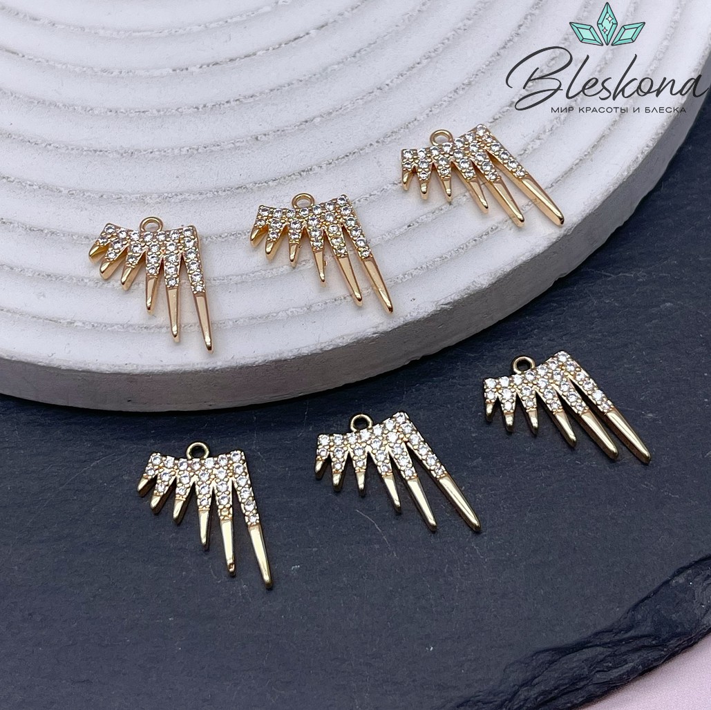 17*14 мм Цвет золото, Подвеска лучики с цирконами