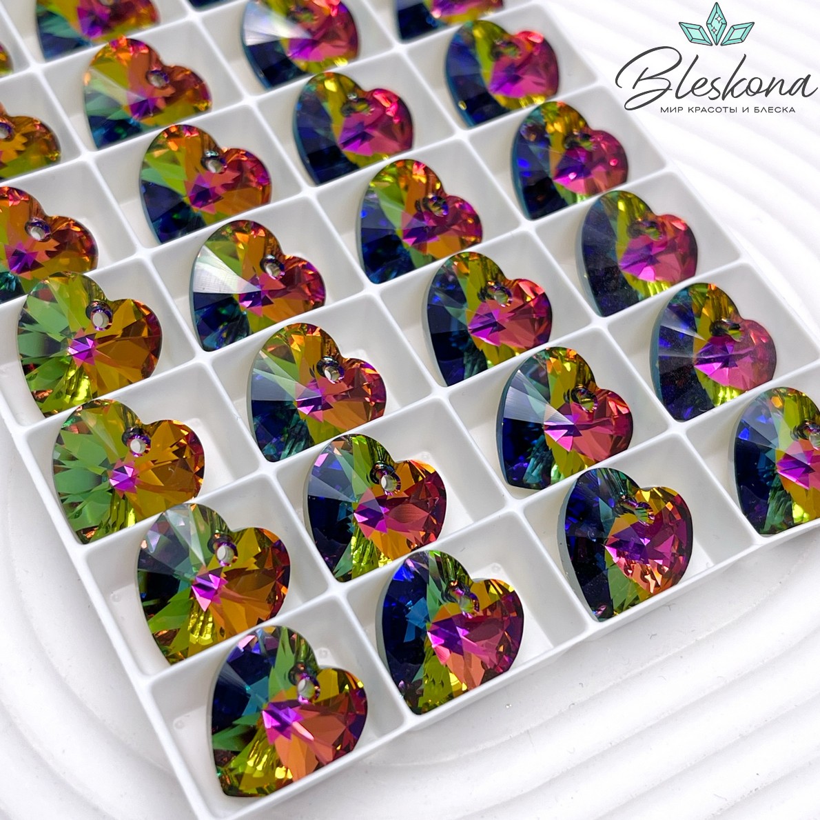 6228 Xilion Heart 14,4*14 мм Crystal Vitrail Medium (VM)
