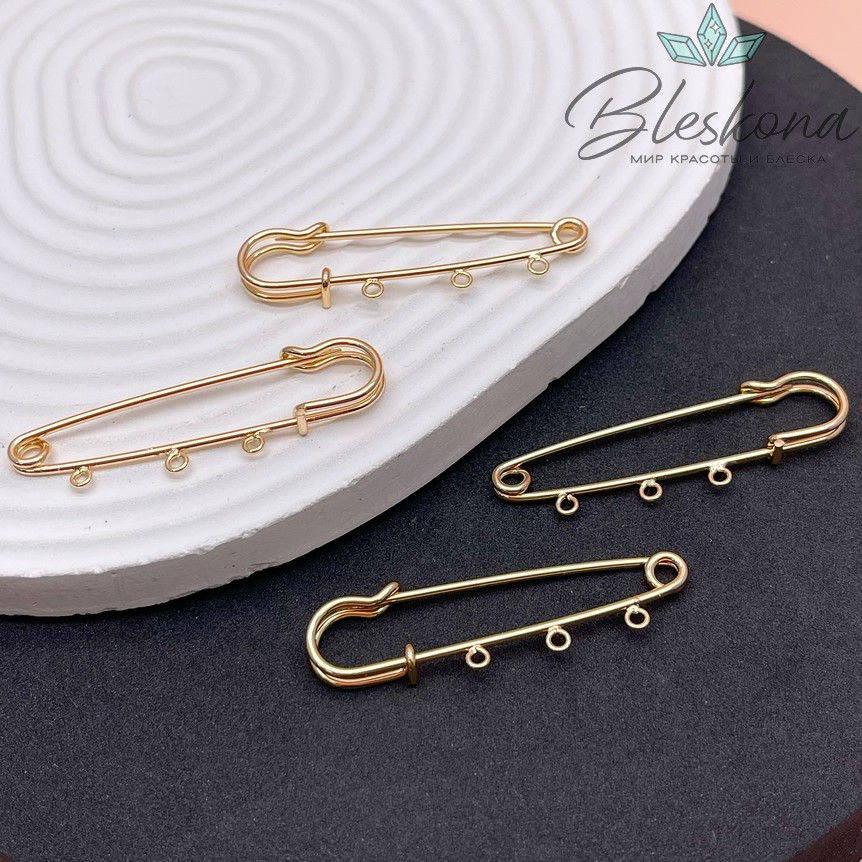 5 см, Цвет золото, Основа булавка 3 кольца