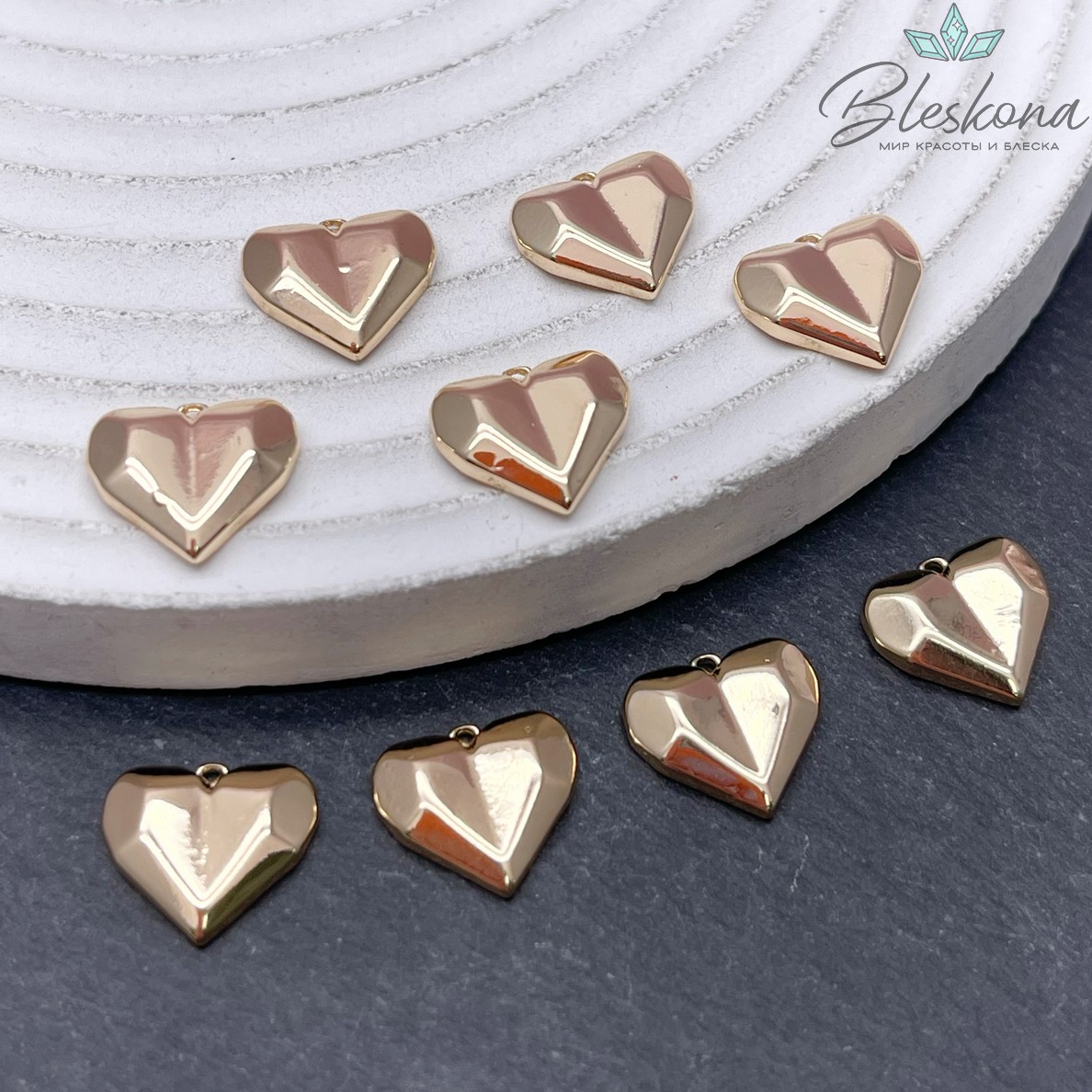 11*12мм Цвет золото, Подвеска сердце мини фигурное 
