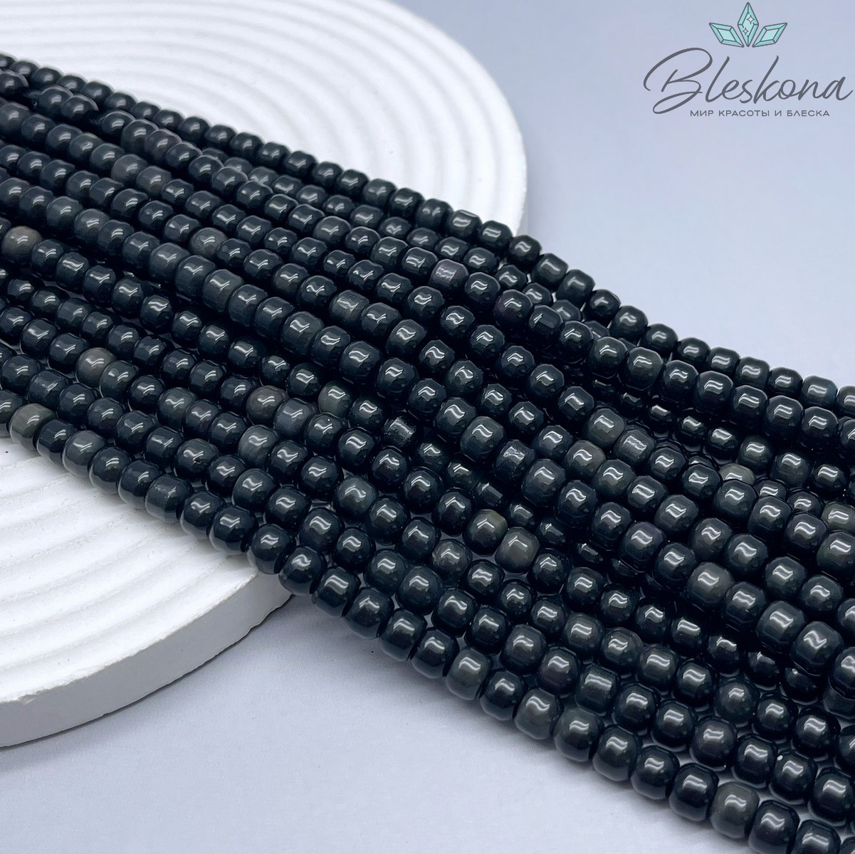 Обсидиан радужный рондель 6*4,5 мм