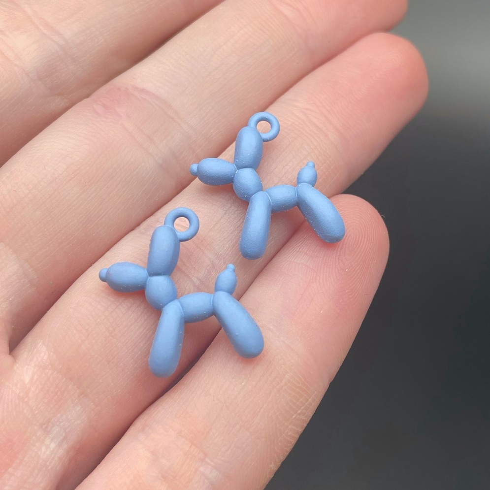 14*18 мм, Подвеска пудель синяя эмаль матовая