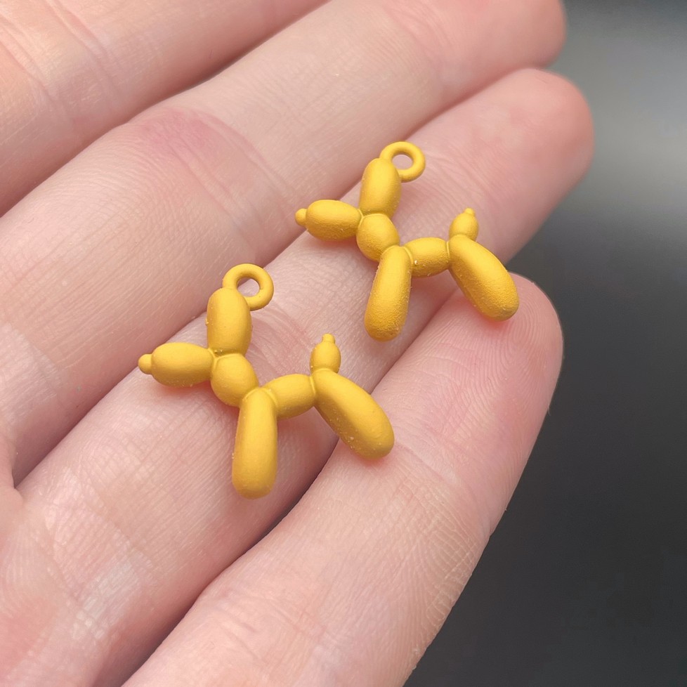 14*18 мм, Подвеска пудель светло-оранжевая эмаль матовая