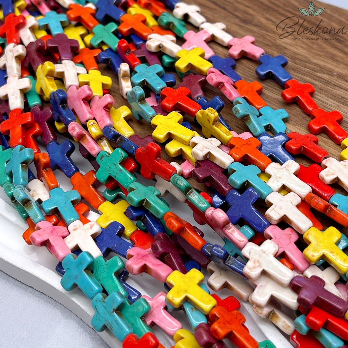 16*12 мм Магнезит (Говлит) имитация крест микс (тонированный)