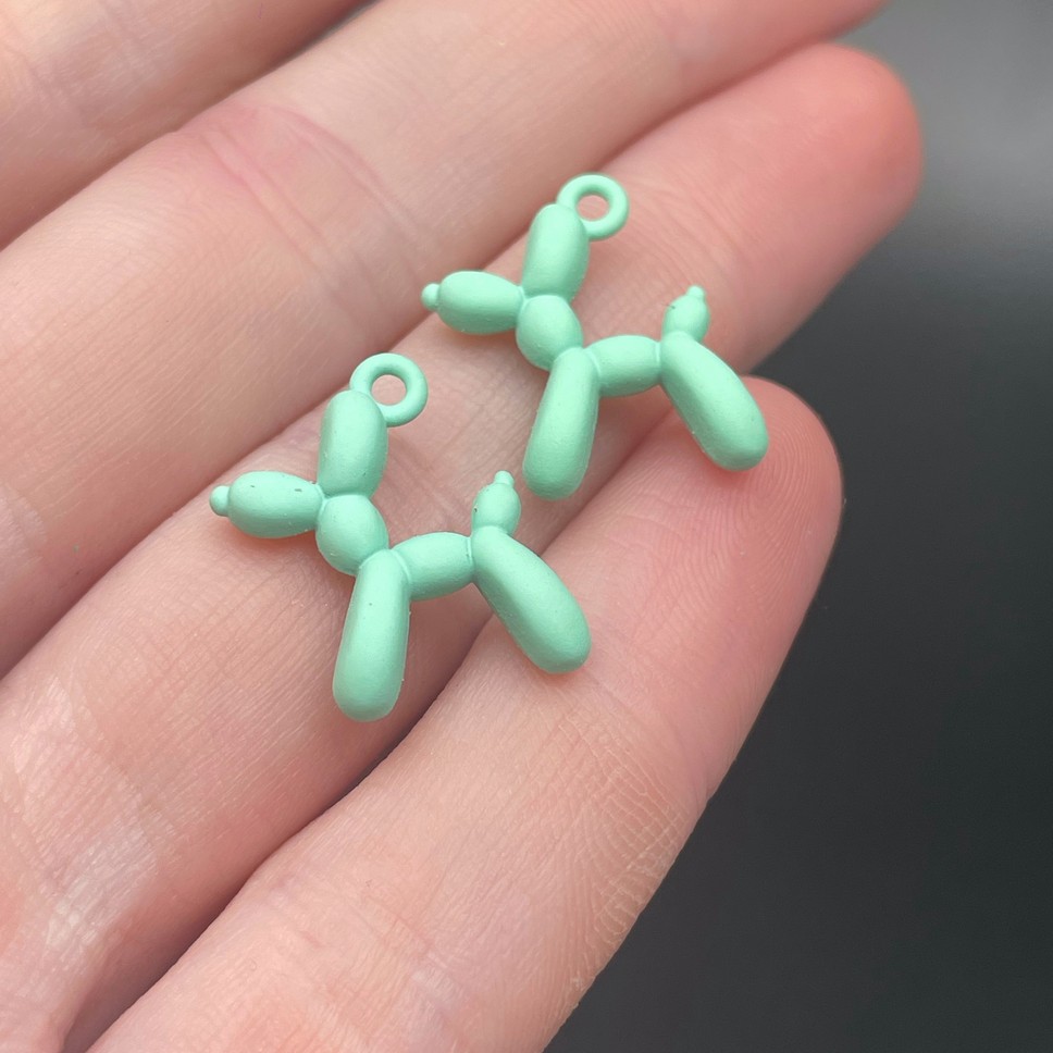 14*18 мм, Подвеска пудель светло-зеленая эмаль матовая