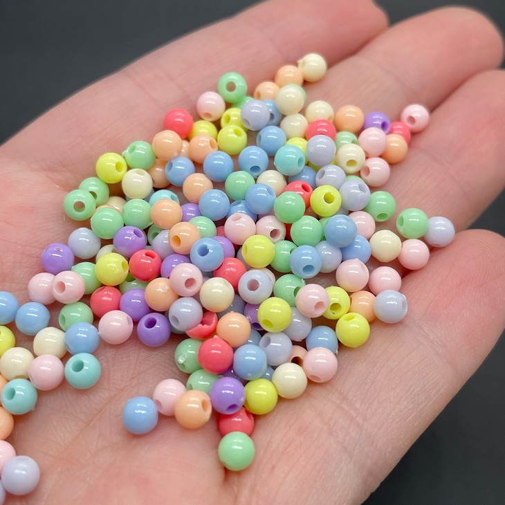 4 мм, Бусина шар микс  уп.10 гр