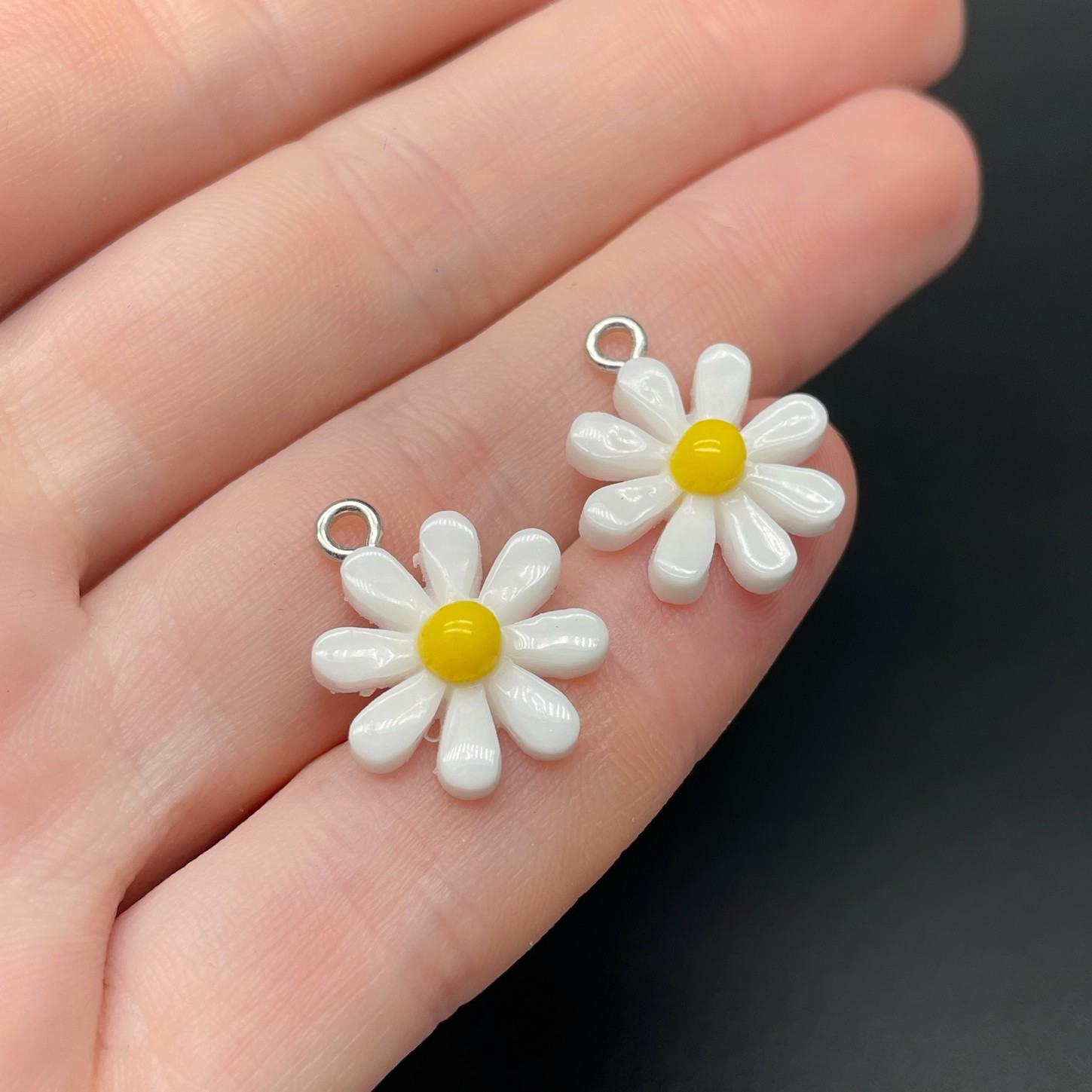15,5мм, Цвет серебро, Подвеска Ромашка