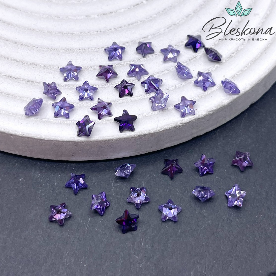 5 мм, Подвеска Циркон звезда фиолетовая (кубический цирконий, фианит) 