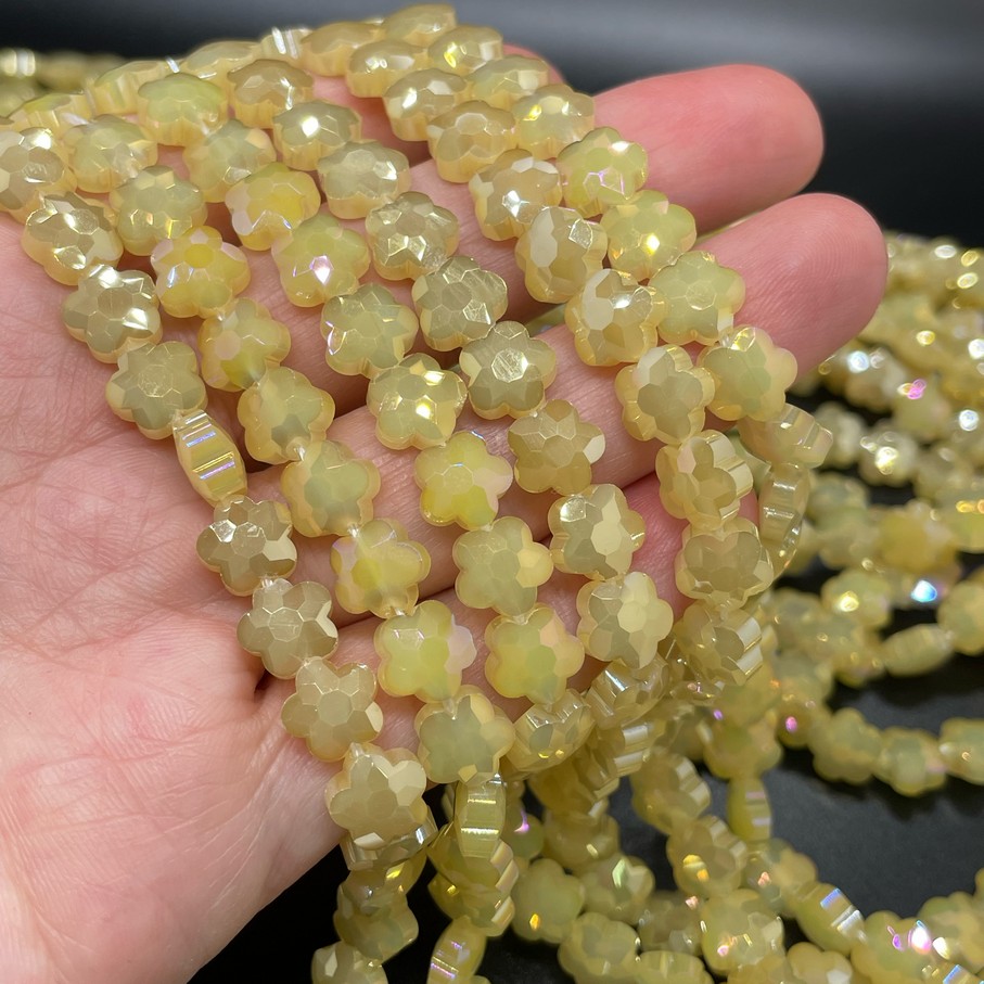 8 мм Стекло Lux, цветок, цвет медовый с переливом