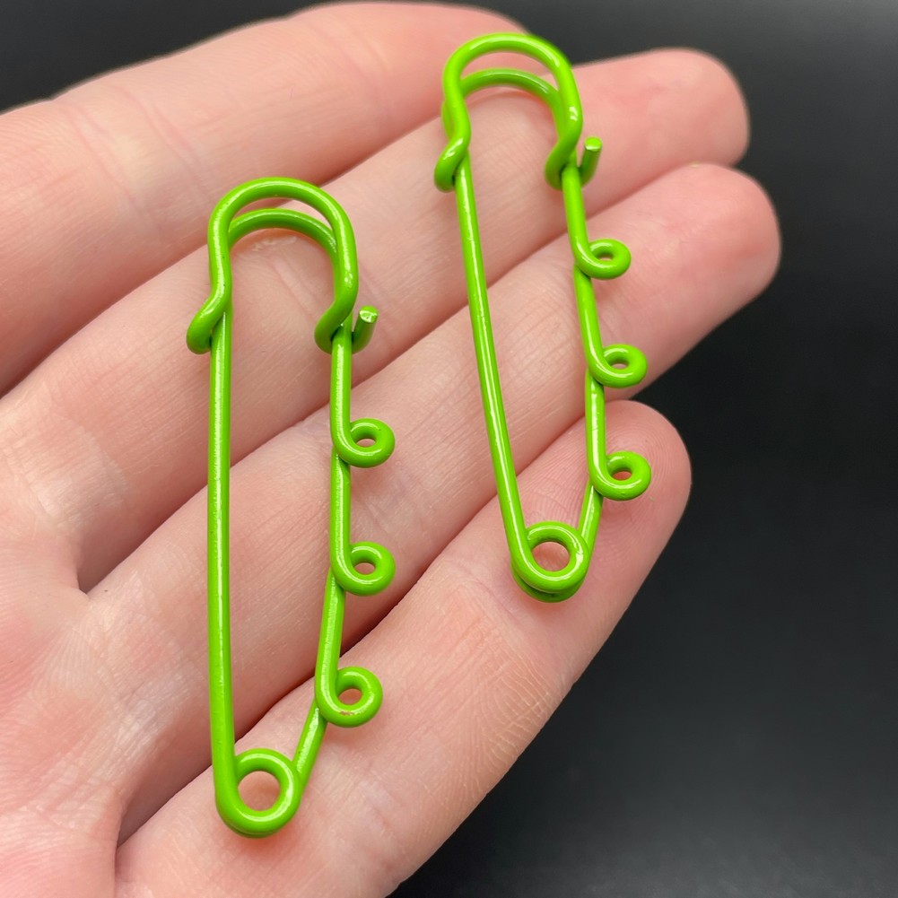 5 см , Основа булавка 3 колечка зеленая эмаль