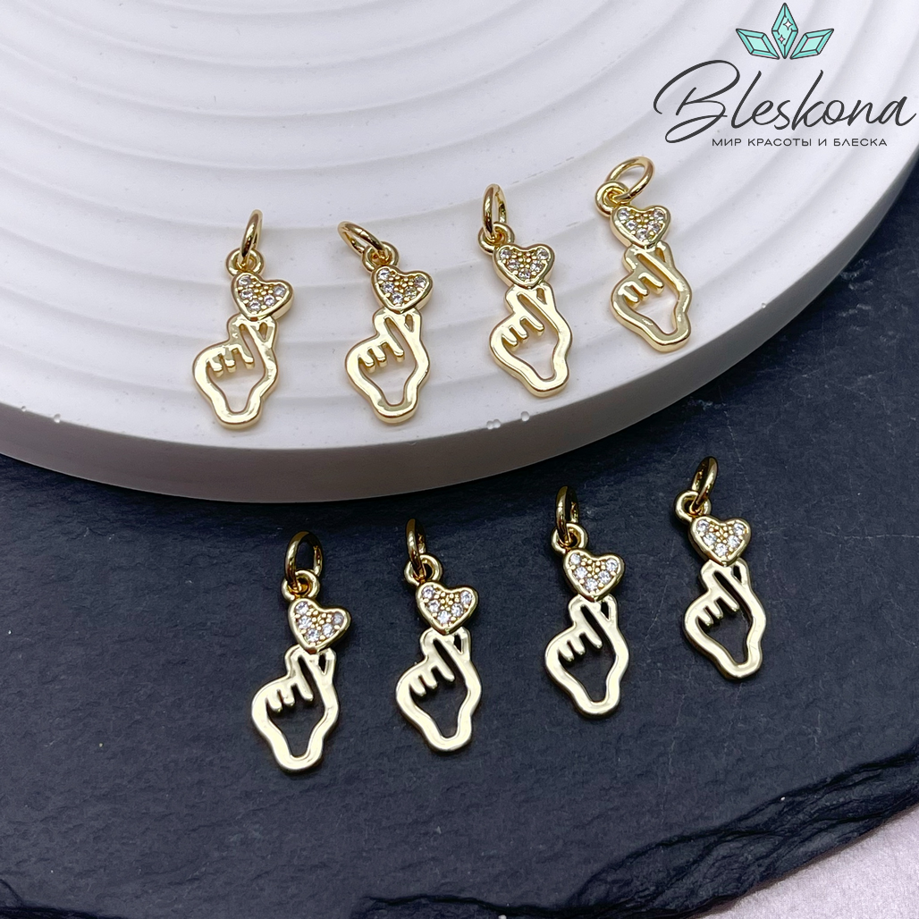 16*7 мм Цвет золото, Подвеска Love цирконы