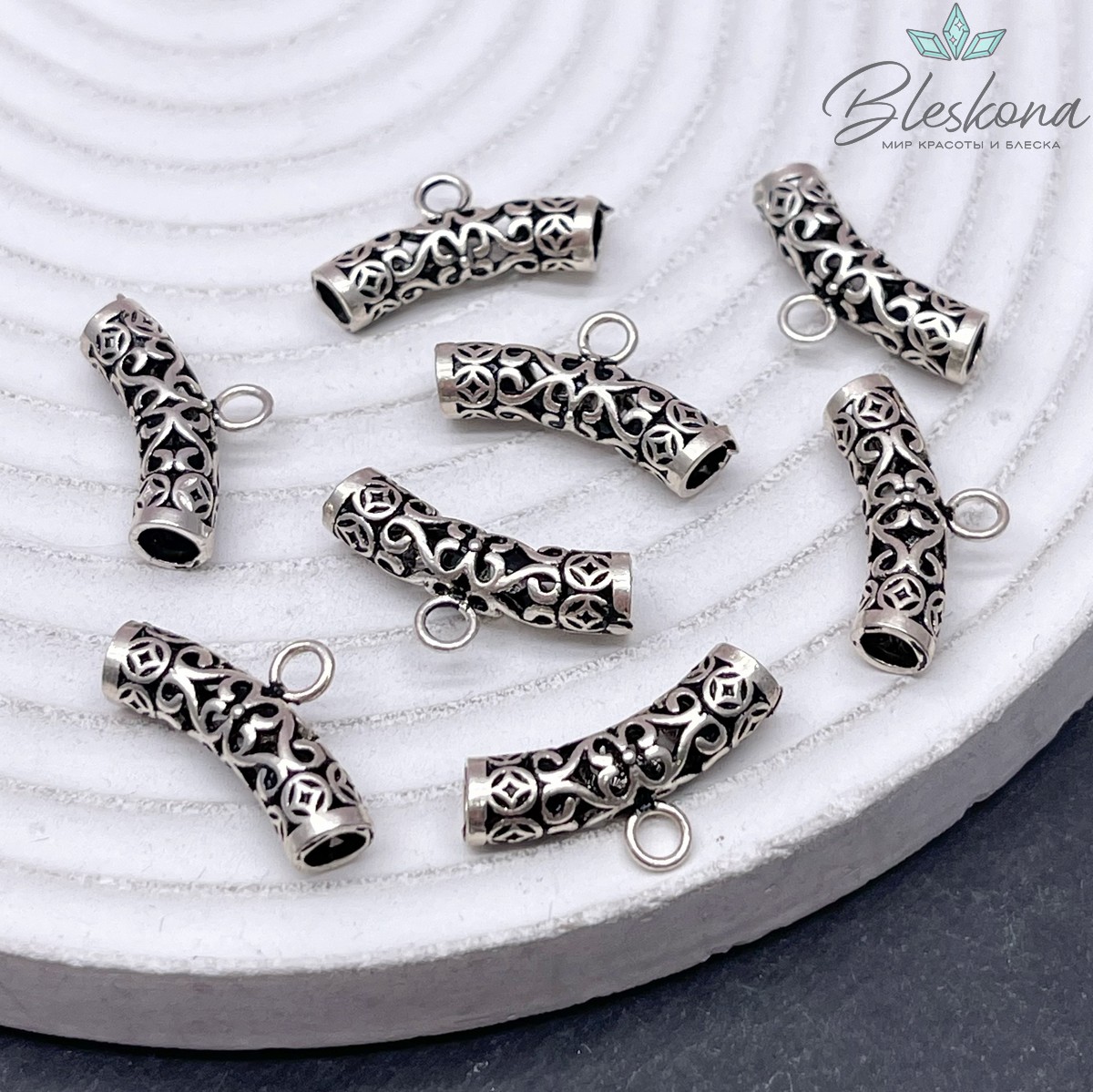 20*4,8 мм Бейл для подвесок мельхиор узор №5 широкий