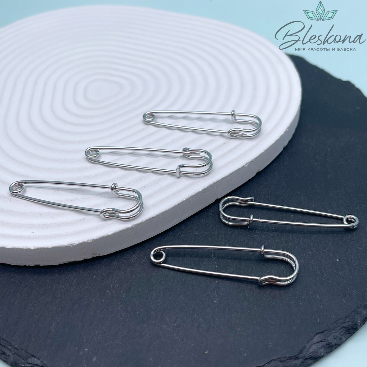 5 см, Цвет серебро, Основа булавка без петелек