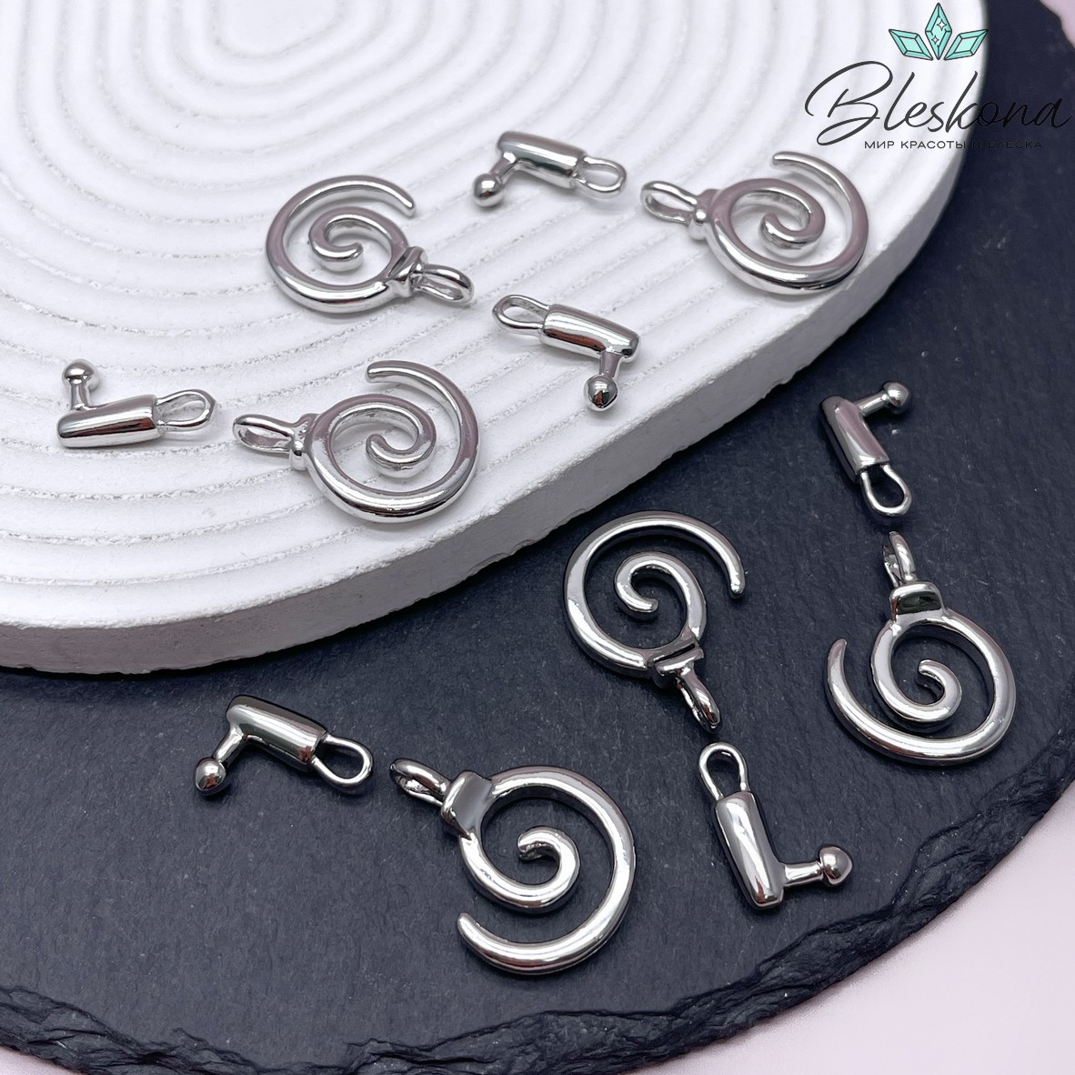 33*20 мм Цвет серебро, Замок Тогл спираль