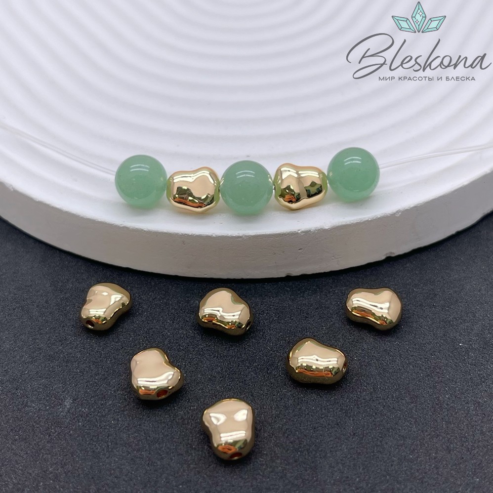 8,7*7,6 мм Цвет золото, Бусина фриформ