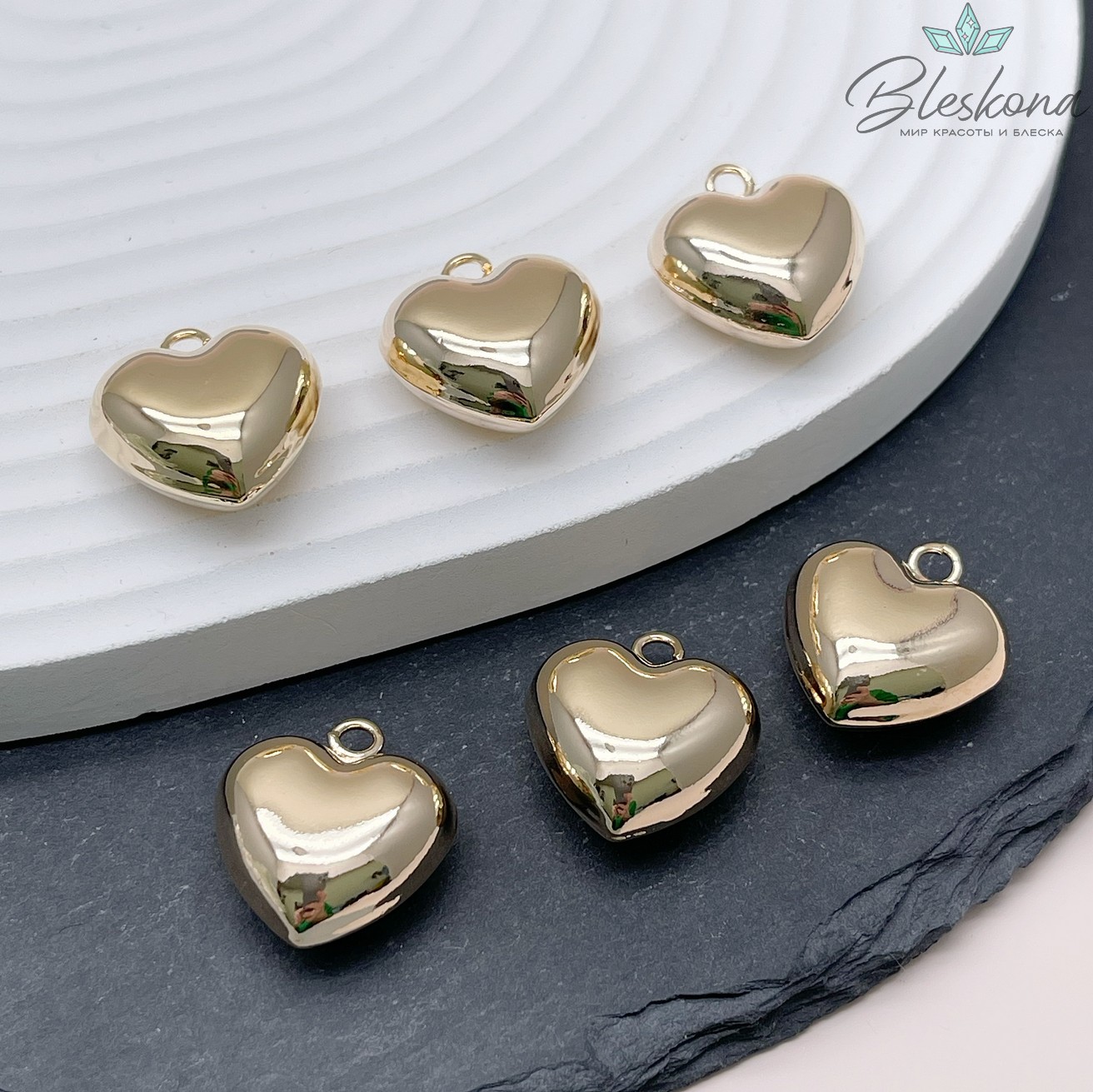 20*18,5 мм Цвет золото, Подвеска Сердце объемное гладкое