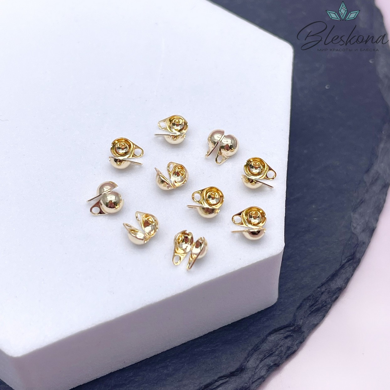 6*4 мм, Цвет золото, Каллоты-книжка  уп. 10 шт.