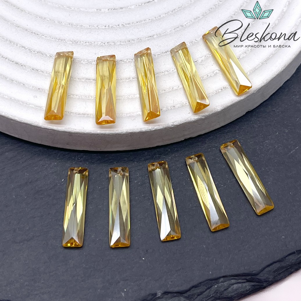 20*4,8 мм, Подвеска Циркон прямоугольник темно-желтый (кубический цирконий, фианит) 