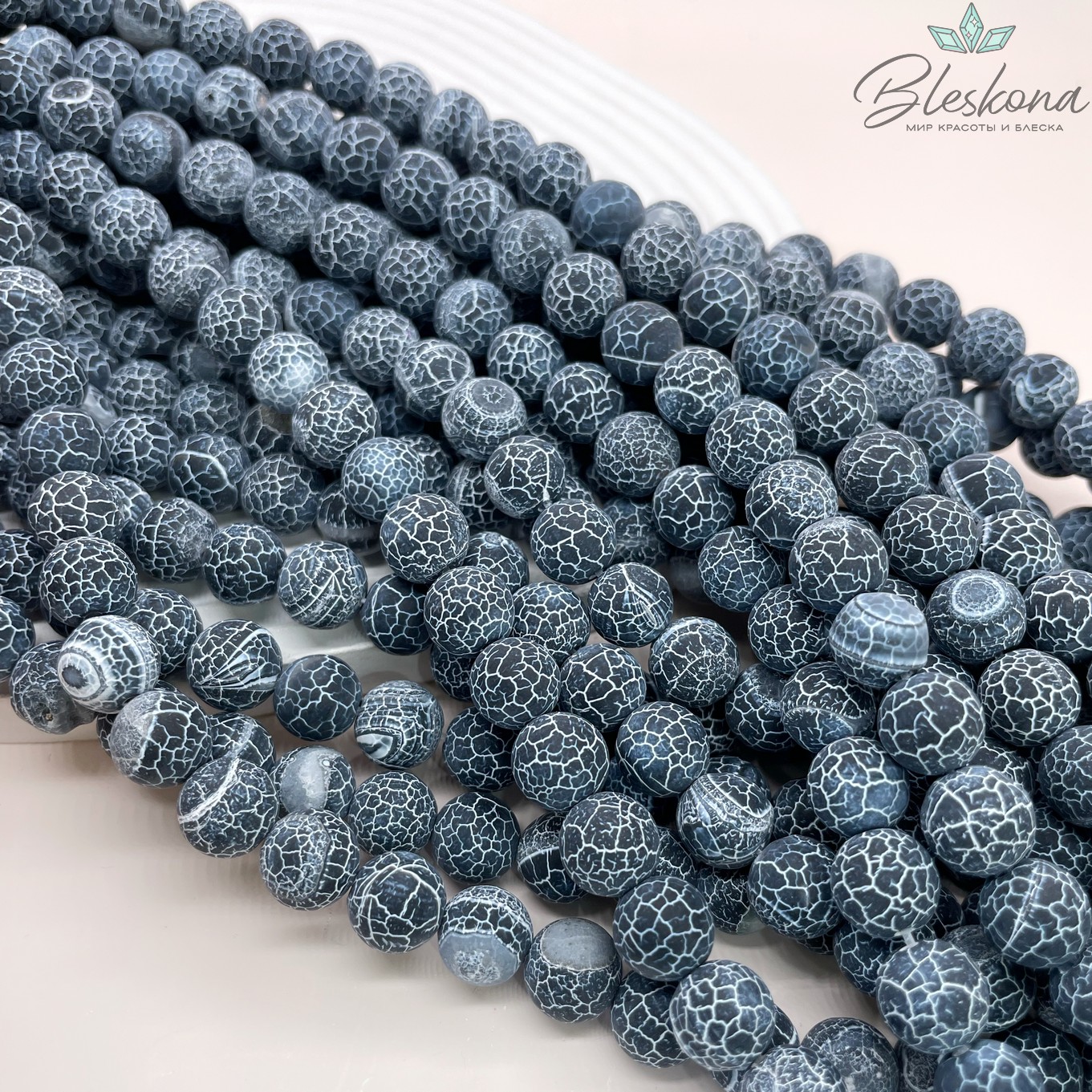 Агат Кракле черный 10 мм
