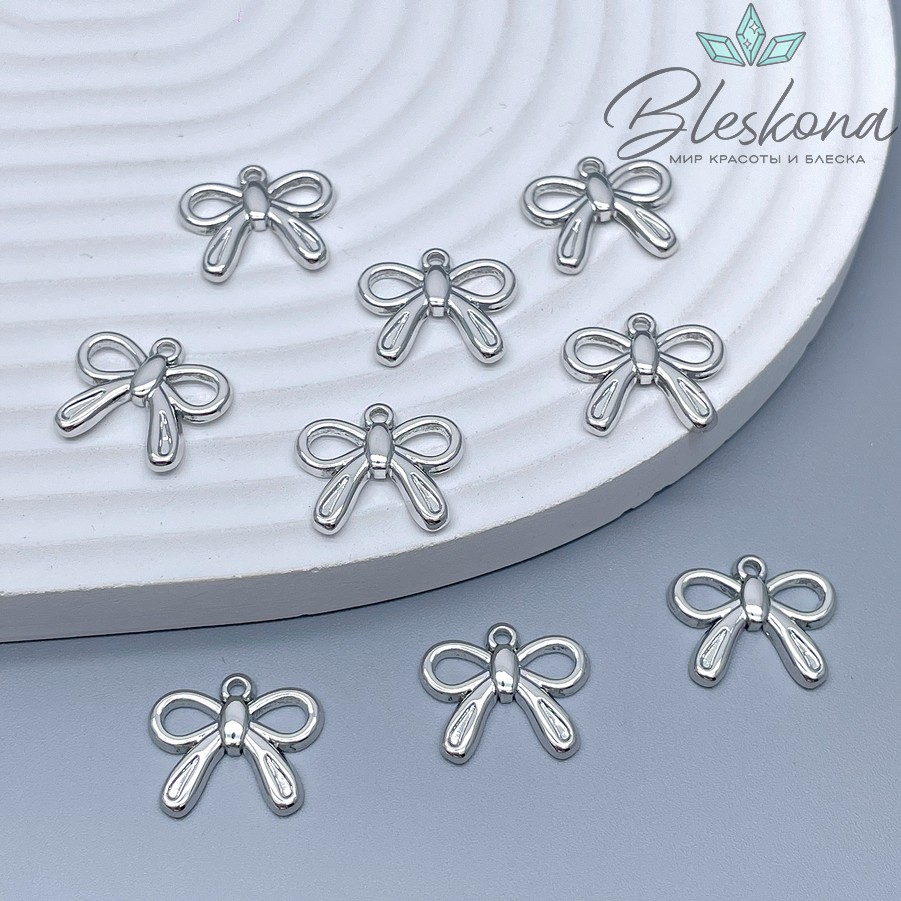 14*16 мм Цвет серебро, Подвеска бантик 