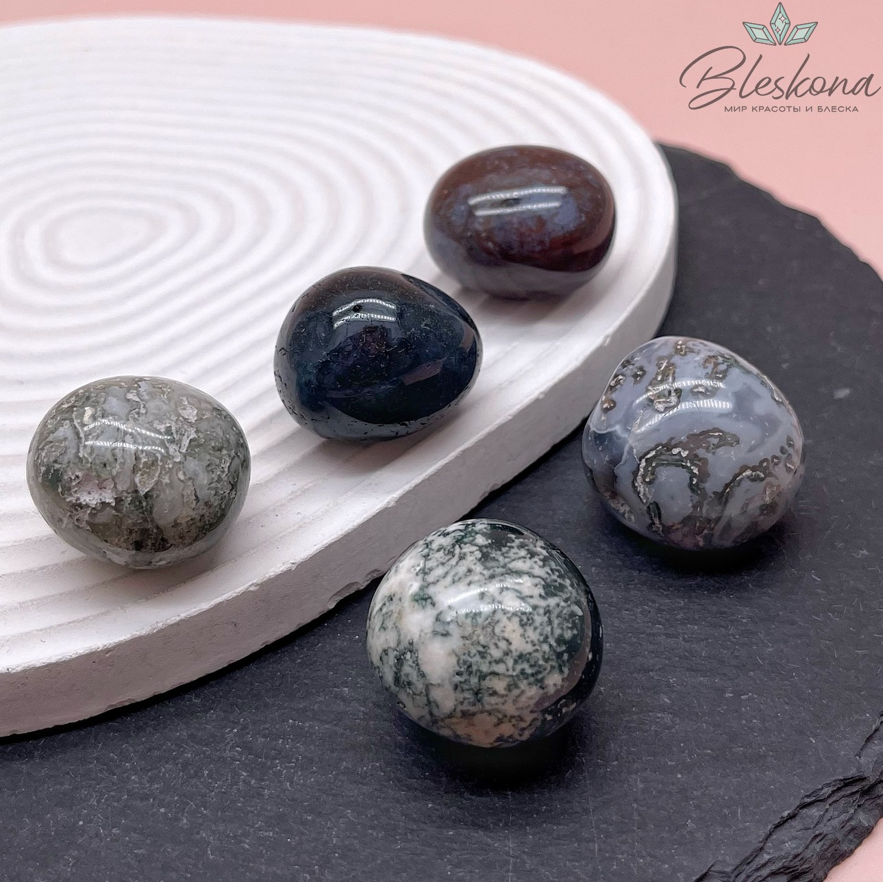 Агат древесный галтовка 22-26 мм