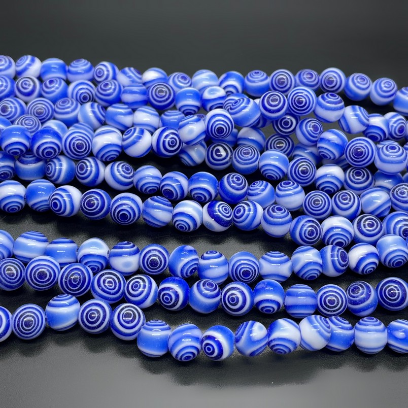 Муранское стекло синее спираль 8мм