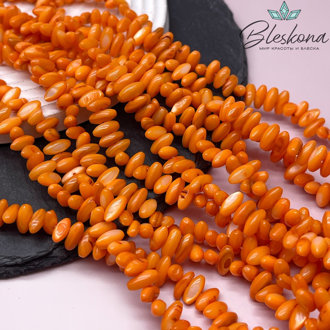 Перламутр рис отверстие поперек, цвет оранжевый 4*9,5 мм