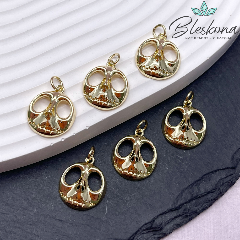 16,5*14 мм Цвет золото, Подвеска Тыква Хэллоуин