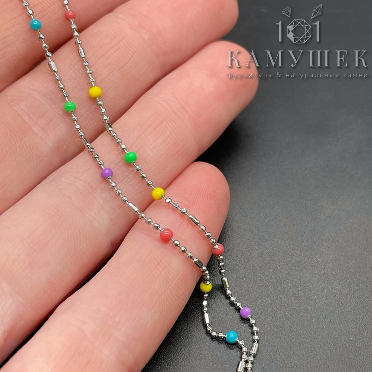 Цепь №161 цвет серебро, шарик 2 мм