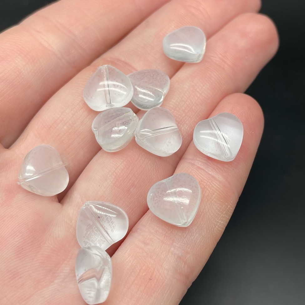 10,5 мм, Стекло сердце прозрачное с напылением уп.10 шт